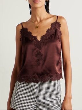 DÔEN Kira silk camisole top in Cafe Brun. Size M
